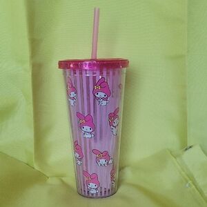 Pink San Rio Melody Character Tumbler with Straw